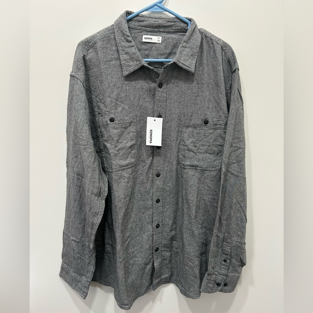 Sonoma Flannel Shirt XXL Gray‎ Supersoft Button-Down Men’s Cotton NWT
